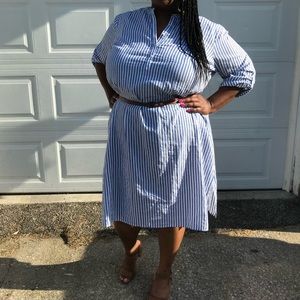 Blue/white striped dress